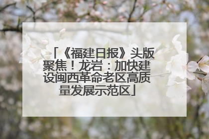 《福建日报》头版聚焦！龙岩：加快建设闽西革命老区高质量发展示范区