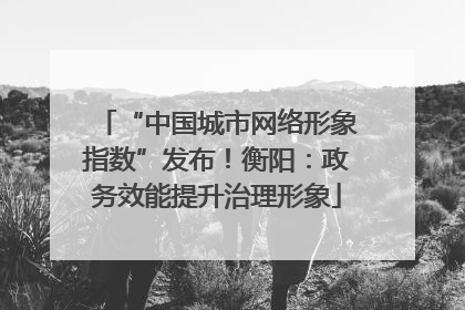 “中国城市网络形象指数”发布！衡阳：政务效能提升治理形象