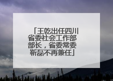 王乾出任四川省委社会工作部部长，省委常委靳磊不再兼任