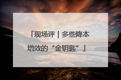 现场评｜多些降本增效的“金钥匙”