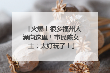 火爆！很多福州人涌向这里！市民陈女士：太好玩了！