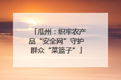 瓜州：织牢农产品“安全网”守护群众“菜篮子”
