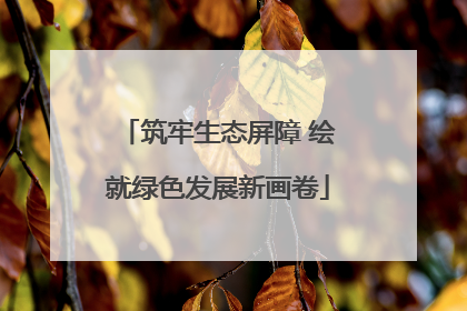 筑牢生态屏障 绘就绿色发展新画卷
