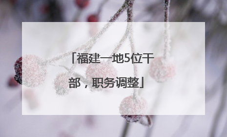 福建一地5位干部，职务调整
