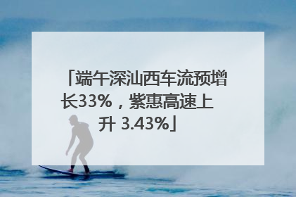 端午深汕西车流预增长33%，紫惠高速上升 3.43%