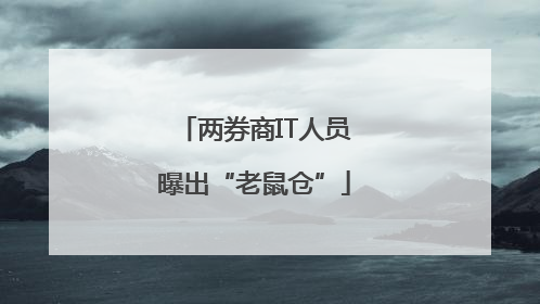 两券商IT人员曝出“老鼠仓”