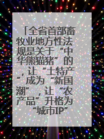 全省首部畜牧业地方性法规是关于“中华熊猫猪”的，让“土特产”成为“新国潮”，让“农产品”升格为“城市IP”
