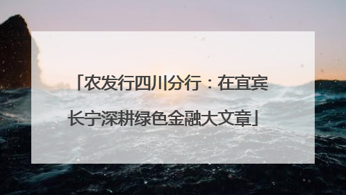 农发行四川分行：在宜宾长宁深耕绿色金融大文章