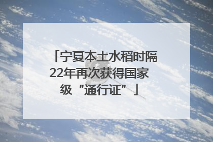 宁夏本土水稻时隔22年再次获得国家级“通行证”