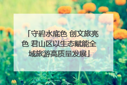 守碧水底色 创文旅亮色 君山区以生态赋能全域旅游高质量发展