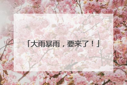 大雨暴雨，要来了！