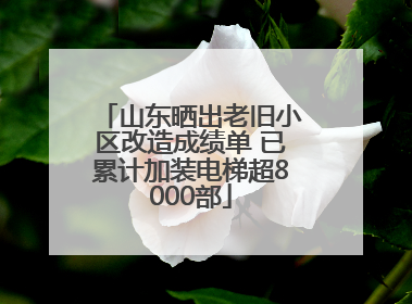 山东晒出老旧小区改造成绩单 已累计加装电梯超8000部