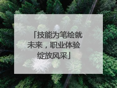 技能为笔绘就未来，职业体验绽放风采