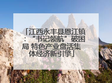 江西永丰县恩江镇：“书记领航”破困局 特色产业盘活集体经济新引擎