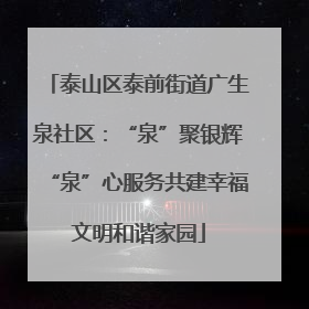泰山区泰前街道广生泉社区：“泉”聚银辉“泉”心服务共建幸福文明和谐家园