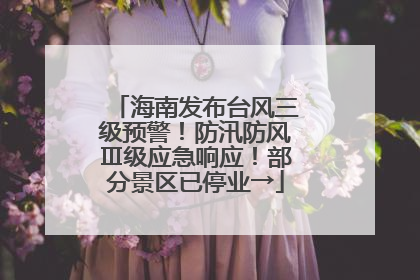 海南发布台风三级预警！防汛防风Ⅲ级应急响应！部分景区已停业→