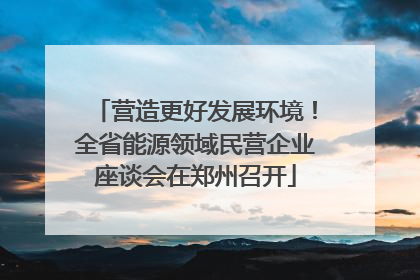 营造更好发展环境！全省能源领域民营企业座谈会在郑州召开