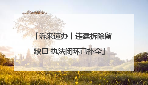 诉来速办丨违建拆除留缺口 执法闭环已补全