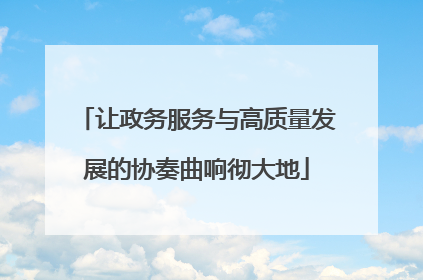 让政务服务与高质量发展的协奏曲响彻大地