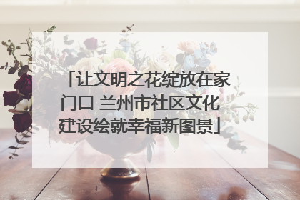 让文明之花绽放在家门口 兰州市社区文化建设绘就幸福新图景