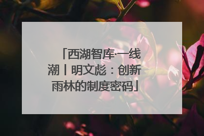 西湖智库·一线潮丨明文彪：创新雨林的制度密码