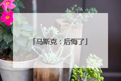 马斯克：后悔了