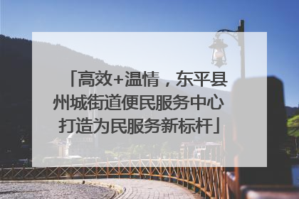 高效+温情，东平县州城街道便民服务中心打造为民服务新标杆