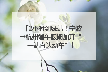 2小时到城站！宁波→杭州端午假期加开“一站直达动车”